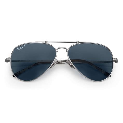 Ray-Ban - RB8125 9165 - Original Aviator Titanium - Matte Silver - Polarized Blue Mirror Lenses ...