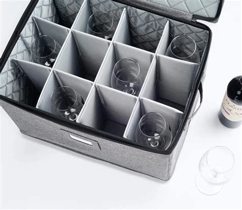 Wine Glassed Storage Box,Holds 12 Coffee Mugs And Tea Cups,Fully-padded ...