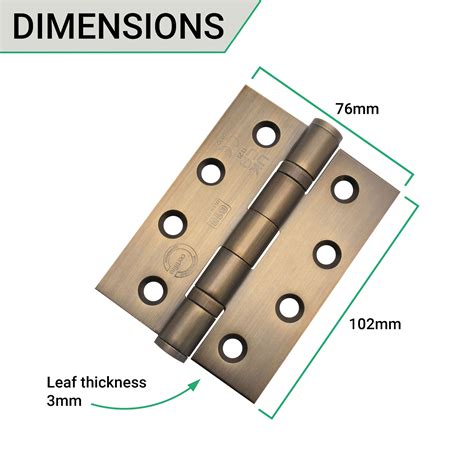 Fire door hinges 4 stainless steel grade 13 102x76x3mm square florentine bronze pair including ...