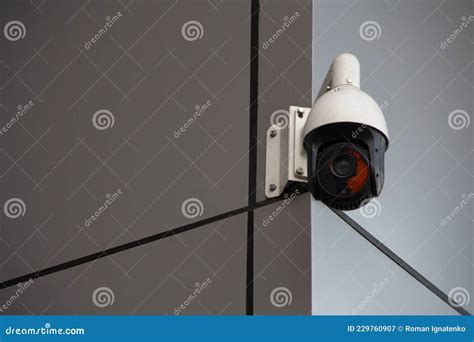 Outdoor Surveillance Camera Installed on the Corner of a Modern Building Stock Image - Image of ...