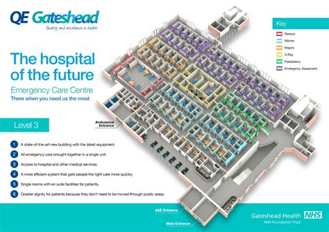 Map of floor 3 of the new Emergency Care Centre at QE Gateshead | Emergency care, Gateshead ...