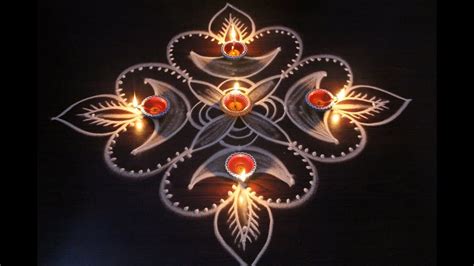 How to draw simple creative deepam rangoli designs for diwali 2017 ...