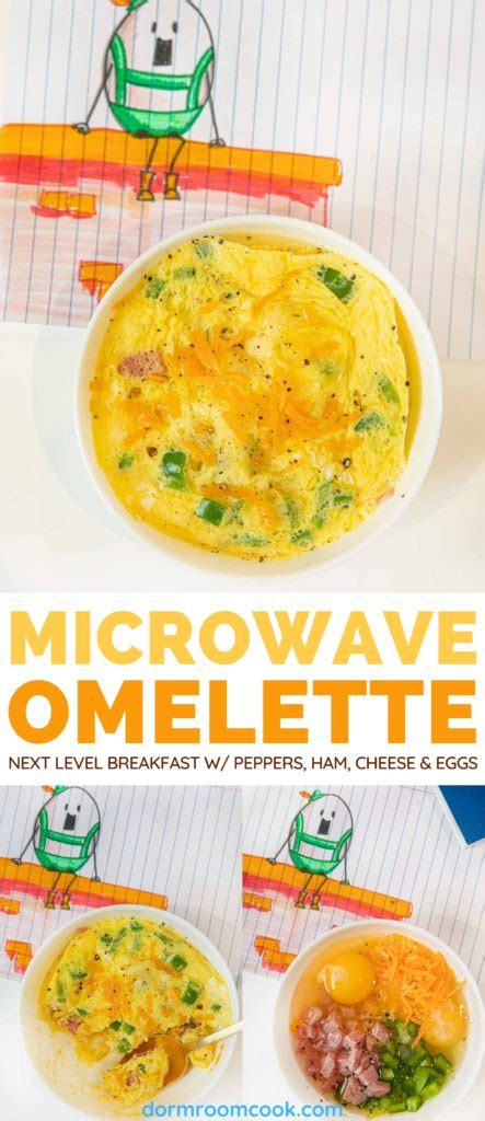 Microwave Omelette Recipe (Ham, Bell Pepper, Cheese) - Dorm Room Cook