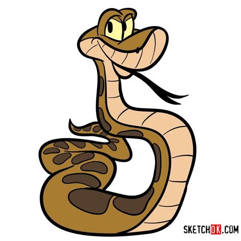 How to draw Kaa | The Jungle Book - SketchOk - step-by-step drawing ...