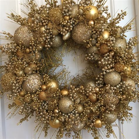 Gold Christmas Wreath Gold Wreath Ornament Wreath Holiday