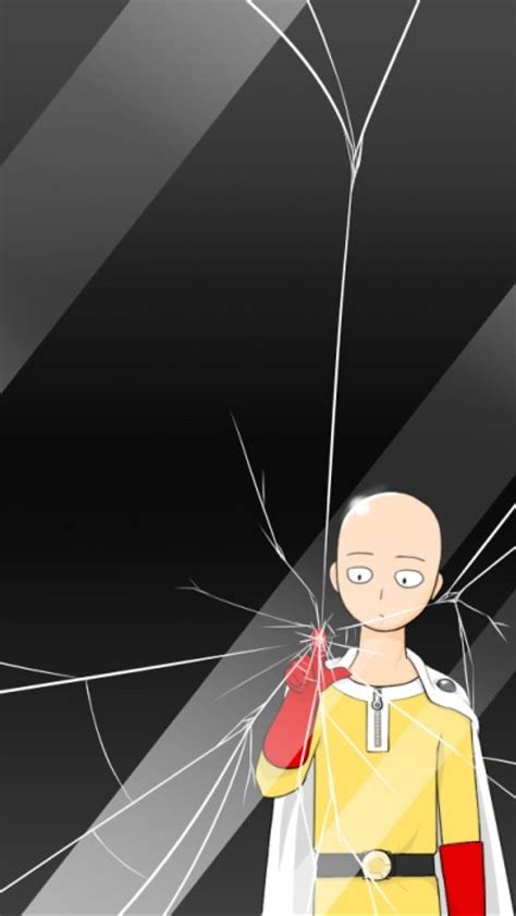 Saitama, anime, broken, glass, hero, man, one, phone, punch, street ...