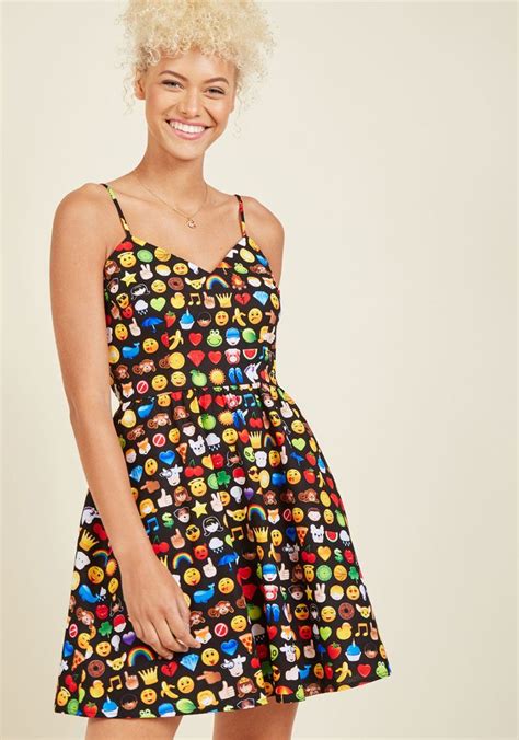 What the Heart Flaunts Mini A-Line Dress in Emojis | Pretty dresses, Pretty outfits, Dresses