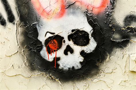 HD wallpaper: black and white skull painting, graffiti, art, wall ...