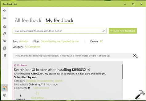 How to submit feedback using Feedback hub