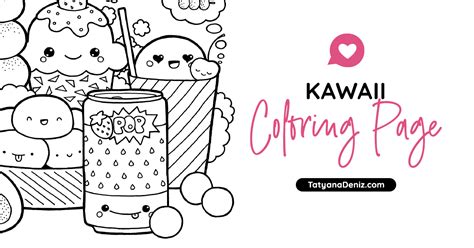 Free coloring page with kawaii food doodle (Printable PDF)