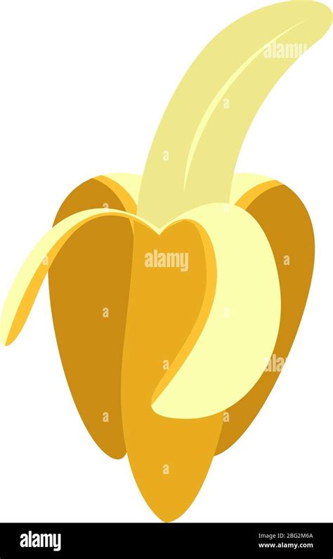 Peeled banana, illustration, vector on white background Stock Vector ...