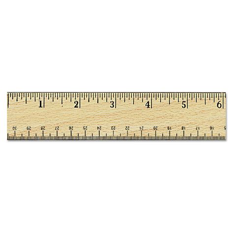 Flat Wood Ruler w/Double Metal Edge, Standard, 12" Long, Clear Lacquer ...