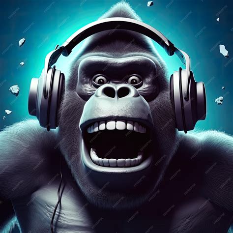 Premium AI Image | A gorilla with headphones that say " a gorilla