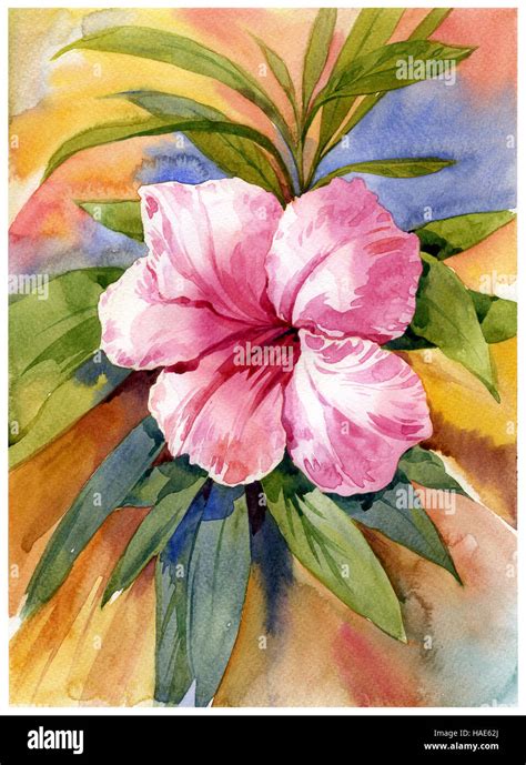 watercolor painting of flower Stock Photo - Alamy