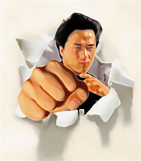 Download Jackie Chan executing a powerful punch in an art illustration ...