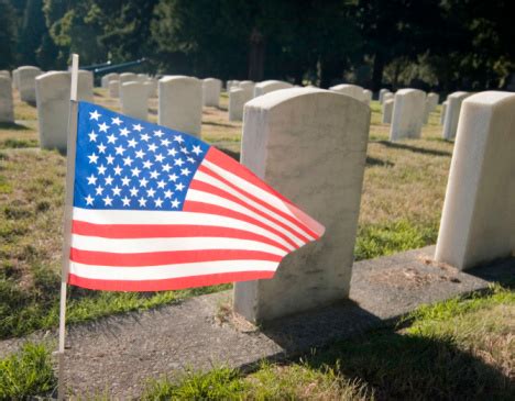 Waving American Flag At Military Cemetery Stock Photo - Download Image Now - Air Force, American ...