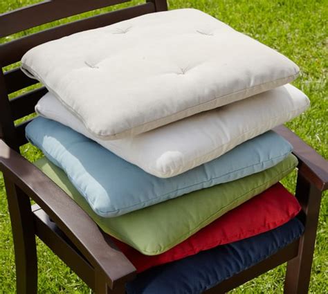 Tufted Outdoor Dining Chair Cushion - Solid | Pottery Barn