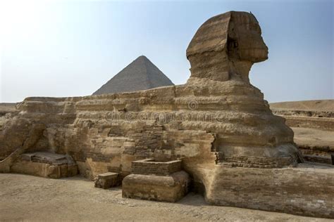 The Great Sphinx of Giza and the Pyramid of Khufu Located on the Giza Plateau in Cairo, Egypt ...