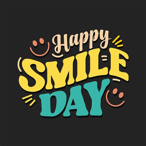 Happy smile day typography illustration with happy face vector. Retro style typography for ...