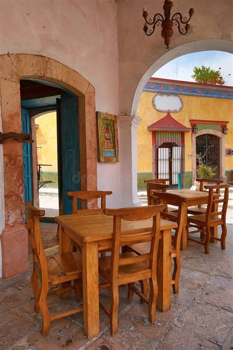 Outdoor Restaurant In Mexico Stock Photo - Image of arch, chair: 71380754