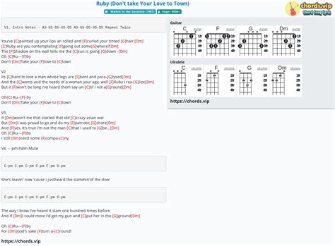 Chord: Ruby (Don't take Your Love to Town) - Roger Miller - tab, song ...
