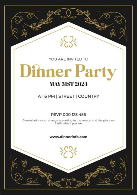 Personalize and download this Ornamental Linear Gala Dinner Party ...