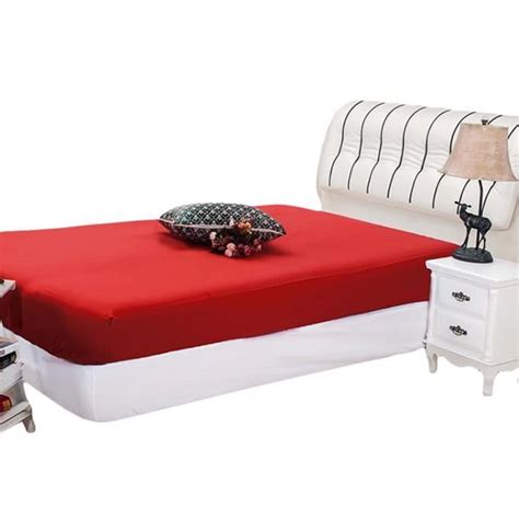 Drap Housse Couleur Unie 120 x 190 x 30 cm Rouge - Cdiscount Maison