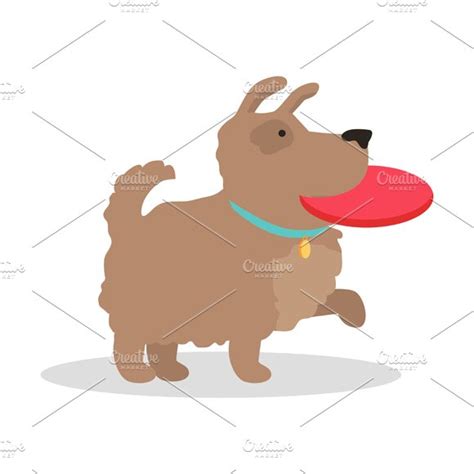 Dog with frisbee | Animal Illustrations ~ Creative Market