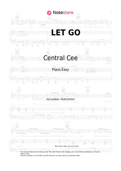 LET GO piano sheet music easy Central Cee in Note-Store.com | Piano ...