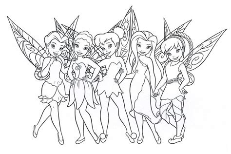 Tinkerbell con Amigos para colorear, imprimir e dibujar –ColoringOnly.Com