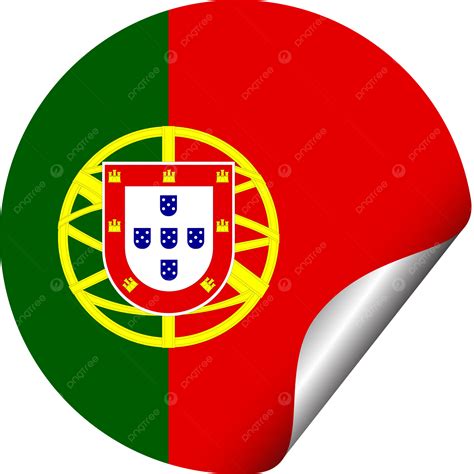 Portugal Round Flag Peeling Sticker Transparent Background Vector ...