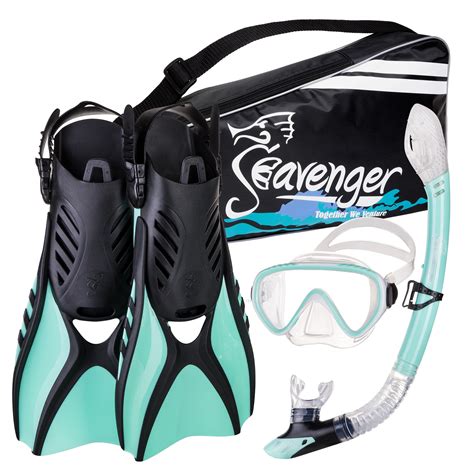 Seavenger Advanced Snorkeling Set with Panoramic Mask, Trek Fins, Dry Top Snorkel & Gear Bag ...