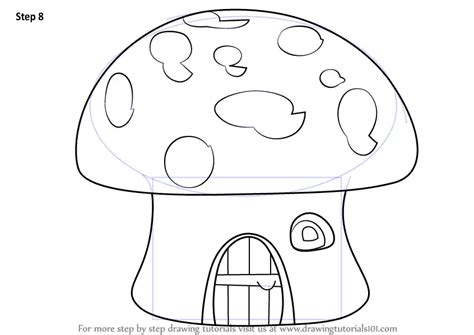 Learn How to Draw a Mushroom House (Houses) Step by Step : Drawing Tutorials