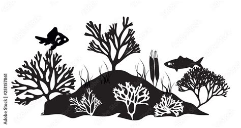 coral reef silhouette Stock Vector | Adobe Stock