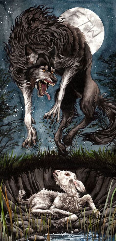 Wolf and lamb--Aesop | Canine art, Creature art, Werewolf art