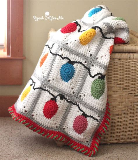 Crochet Christmas Lights Blanket - Repeat Crafter Me