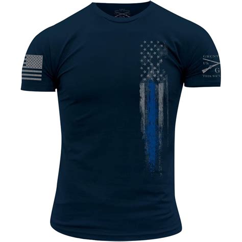 Grunt Style - Grunt Style Blue Line Flag T-Shirt - Navy - Walmart.com ...