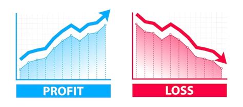 Premium Vector | Financial profit and loss graph charts. blue arrow up and red down arrow ...