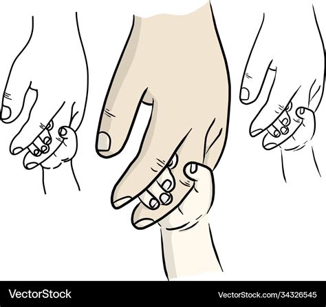 Close-up little child holding hand father Vector Image