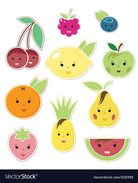 Smiley faces fruit icons Royalty Free Vector Image