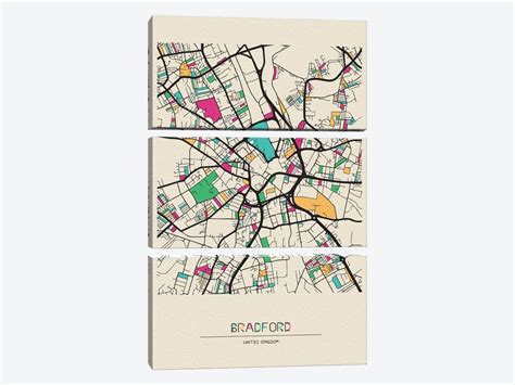 Bradford, England Map Canvas Artwork by Ayse Deniz Akerman | iCanvas