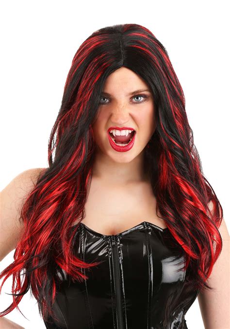 Women's Red and Black Vampire Wig