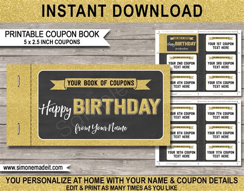 Printable Birthday Coupon Book Template | DIY Personalized Coupons