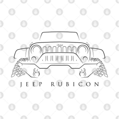 Jeep Wrangler Rubicon - stencil - Jeep - T-Shirt | TeePublic