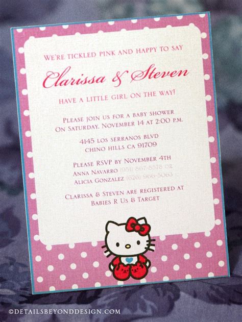 Hello Kitty Baby Shower Invitation / recuerdos para baby shower - Baby ...