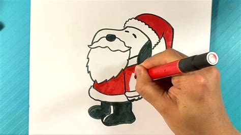 EASY How to Draw SNOOPY SANTA - Christmas Drawings - YouTube