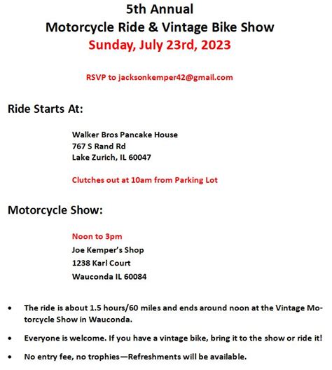 Upcoming Events » » 2023 Vintage Motorcycle Ride & Show