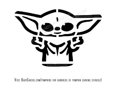 Star Wars: Mandalorian: Baby Yoda (Pumpkin Stencil - Pumpkin Pattern - Pumpkin Template - Jack-o ...