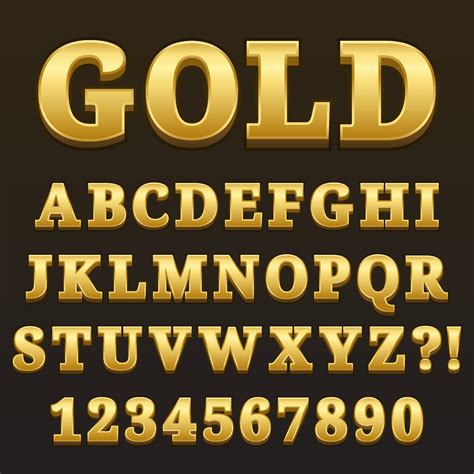 Letter Alphabet With Numbers Gold Glossy Style Design 2026893 Vector ...