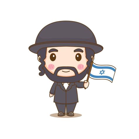 Cute Israel boy wearing national with flag. Chibi cartoon character ...